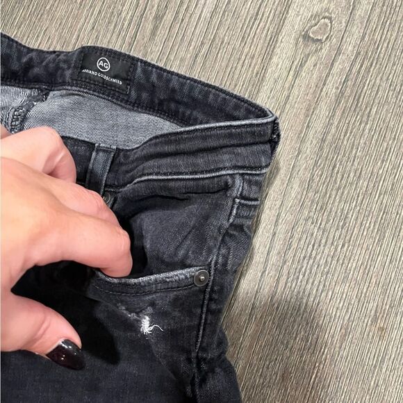 AG Adriano Goldschmied Jeans The Legging Super Skinny Distressed Black Size 27R - Picture 7 of 12